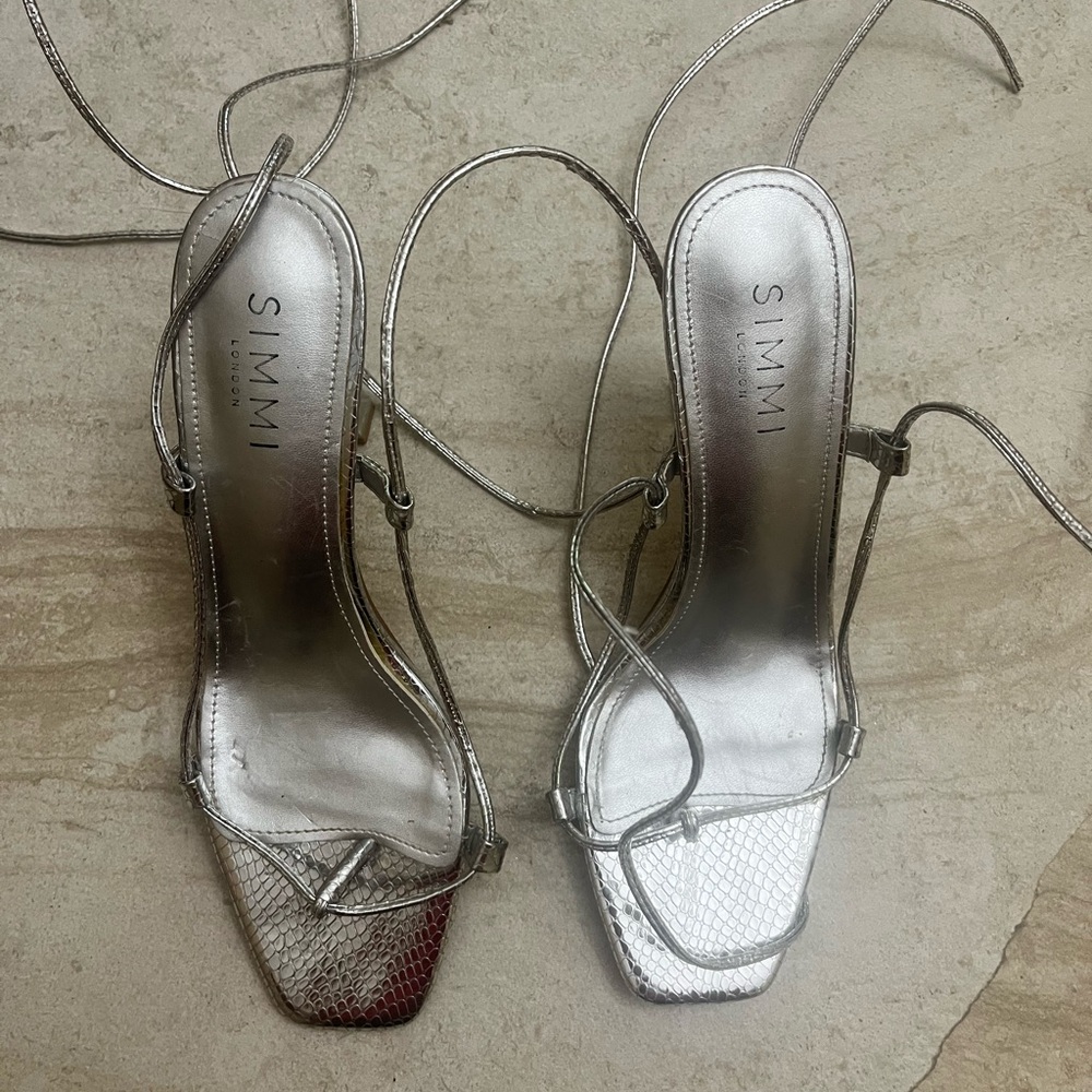 Simmi London Metallic Silver Strappy Heels